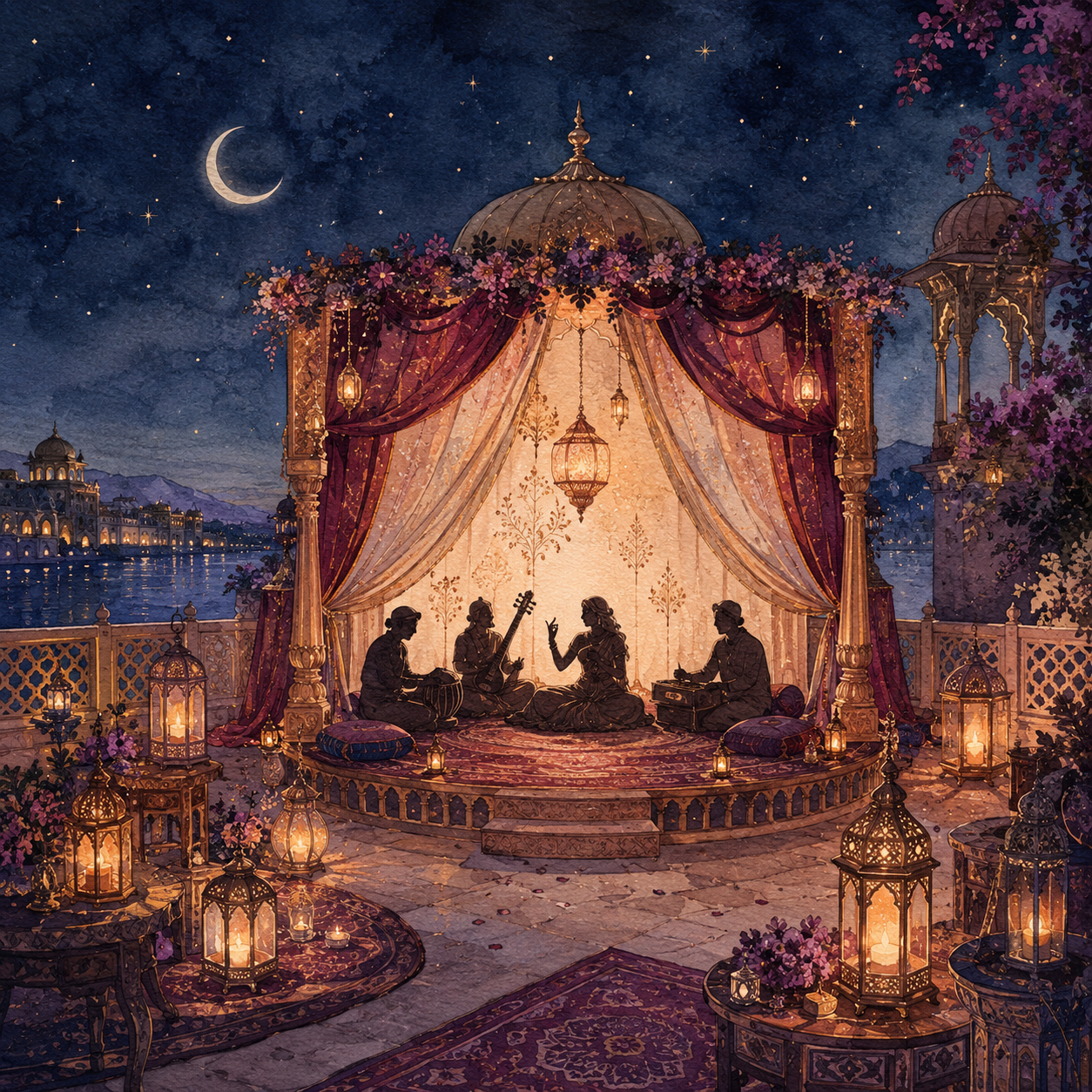 Decorative illustration for Sangeet